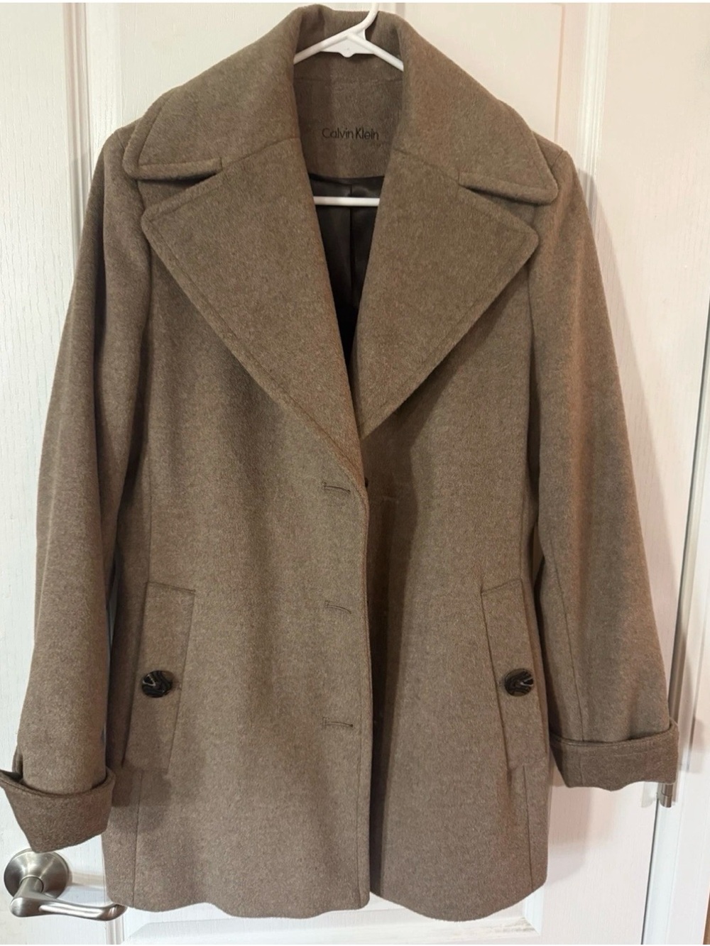 Calvin Klein Women's Pea Coat in Taupe Brown